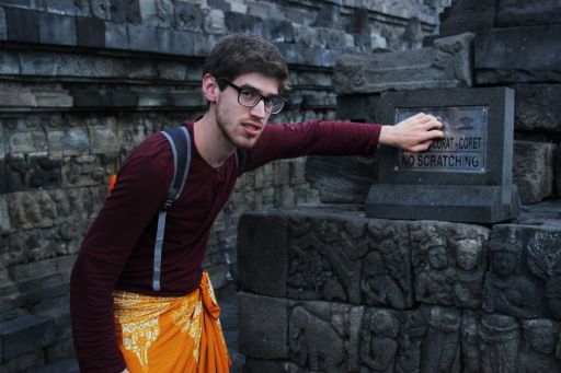 Self-consciously trying to prove my manliness despite beardlessness.